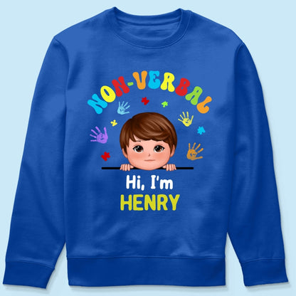 Non Verbal Hello Autism Awareness Personalized Shirt