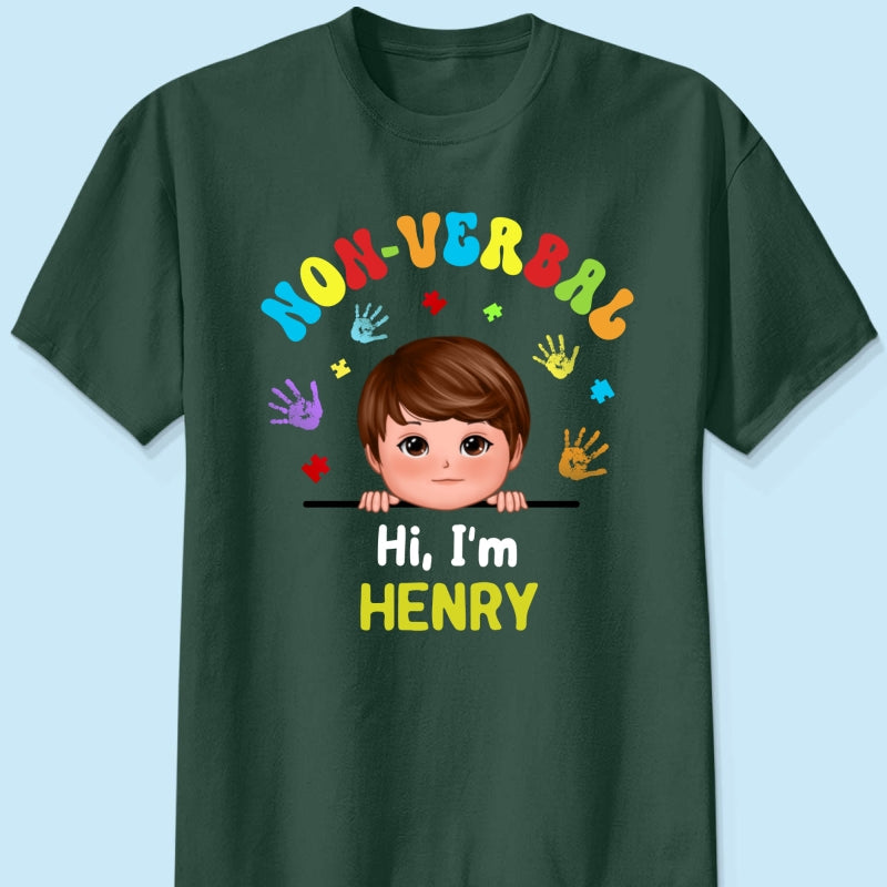 Non Verbal Hello Autism Awareness Personalized Shirt