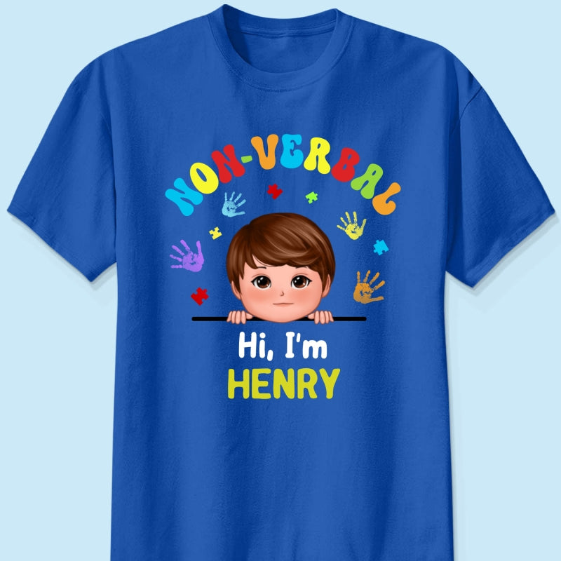 Non Verbal Hello Autism Awareness Personalized Shirt