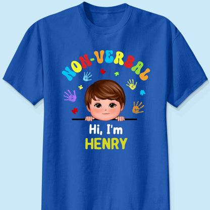 Non Verbal Hello Autism Awareness Personalized Shirt