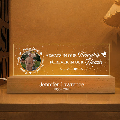 Always In Our Thoughts Forever In Our Hearts Personalized Acrylic Block LED Night Light