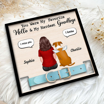 I Miss You Memorial Conversation Dog Cat Pet Loss Remembrance Gift Collar Keepsake Sympathy Gift Personalized Wooden Pet Collar Holder