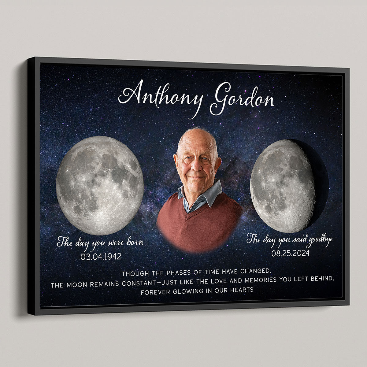 Memorial Keepsake Lost Loved One Custom Photo Moon Phase Art Sympathy Gift Personalized Poster