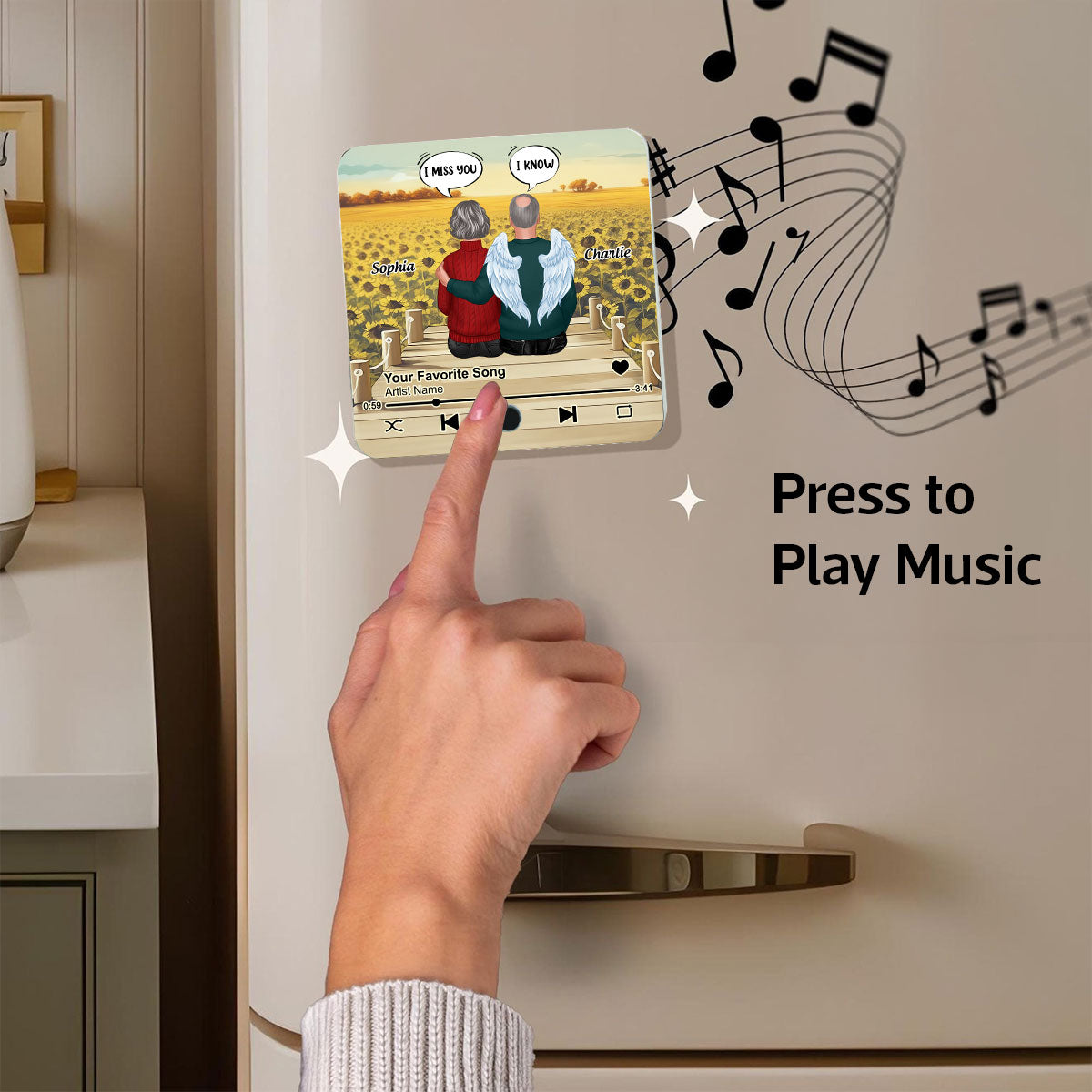 Family Together Conversation Memorial Personalized Music Fridge Magnet, Heartwarming Sympathy Gift, Remembrance Gift