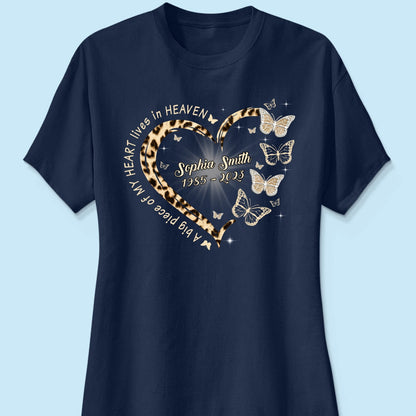 Leopard Big Piece Of My Heart Lives In Heaven Personalized Shirt