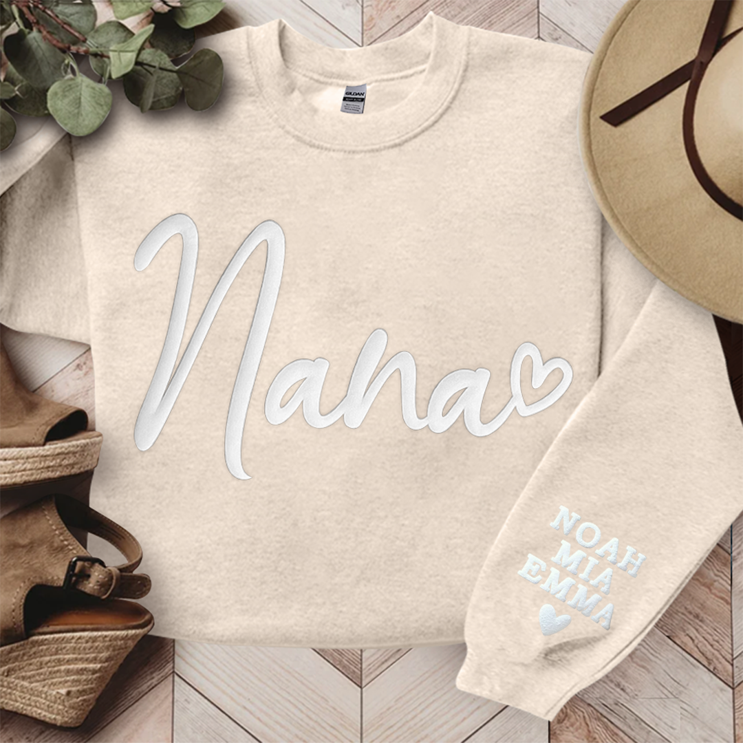 Personalized Nana Sweatshirt With Kid Names On Sleeve, Gift For Grandma TH Sweatshirt