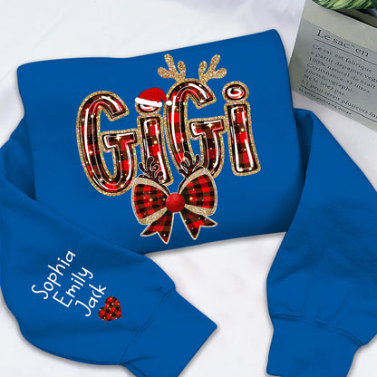 Custom Coquette Bow Christmas Sweatshirt for Grandma, Perfect Gift for Gigi and Grandkids