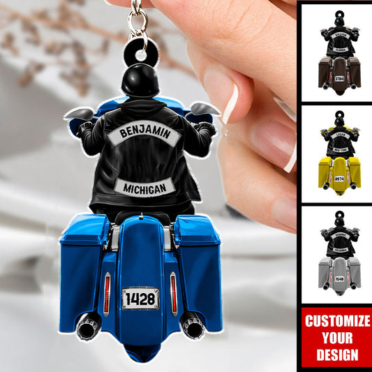 Biker Man Motorcycle - Personalized Acrylic Keychain