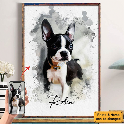 Personalized Watercolor Pet Poster From Photo, Gift For Pet Owners, New Pet Gift, Pet Memorial Gift