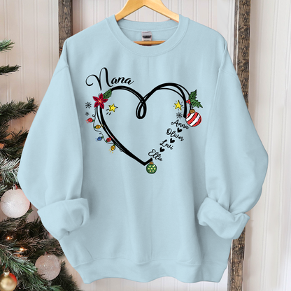 Nana Heart Christmas And Grandkids Sweatshirt