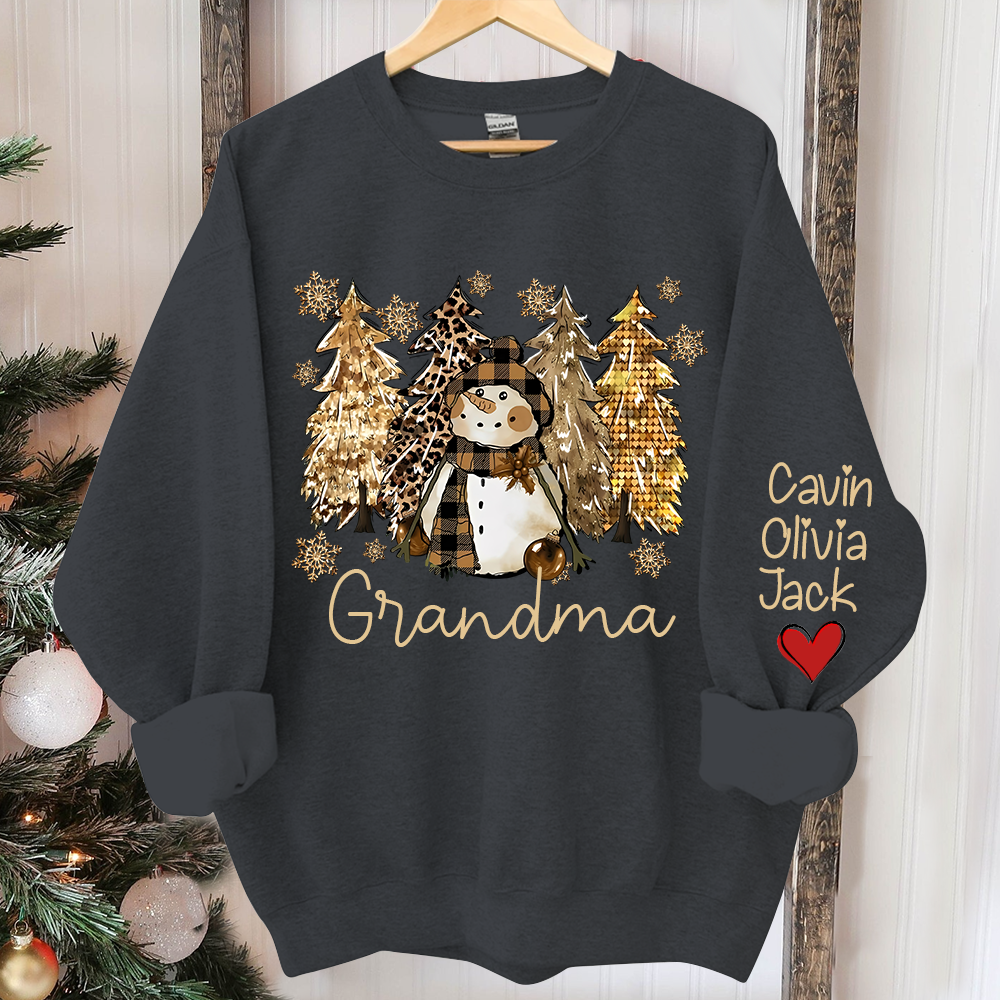 Custom Grandma Christmas Tree With Grandkids Sweatshirt