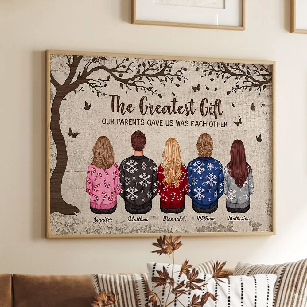 Personalized Siblings Christmas Poster, Personalized Brothers and Sisters Ornament, Siblings Gift