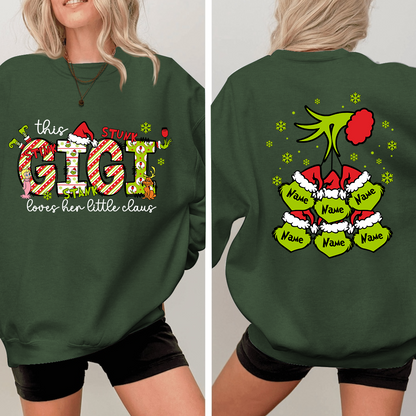 Personalized Nickname Grandma, This Loves Her Little Claus Gigi And Kids Names Christmas 2024 Sweatshirt