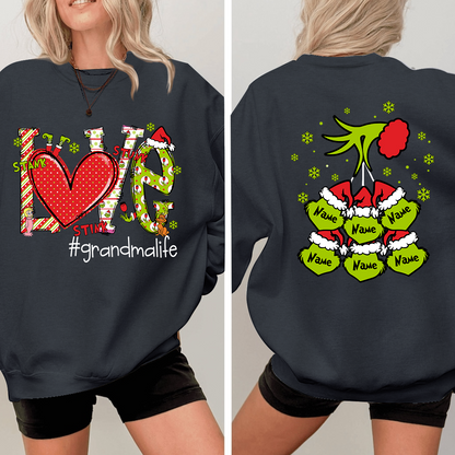 Custom Nickname Grandma, Love For Gigi And Kids Names Christmas 2024 Sweatshirt