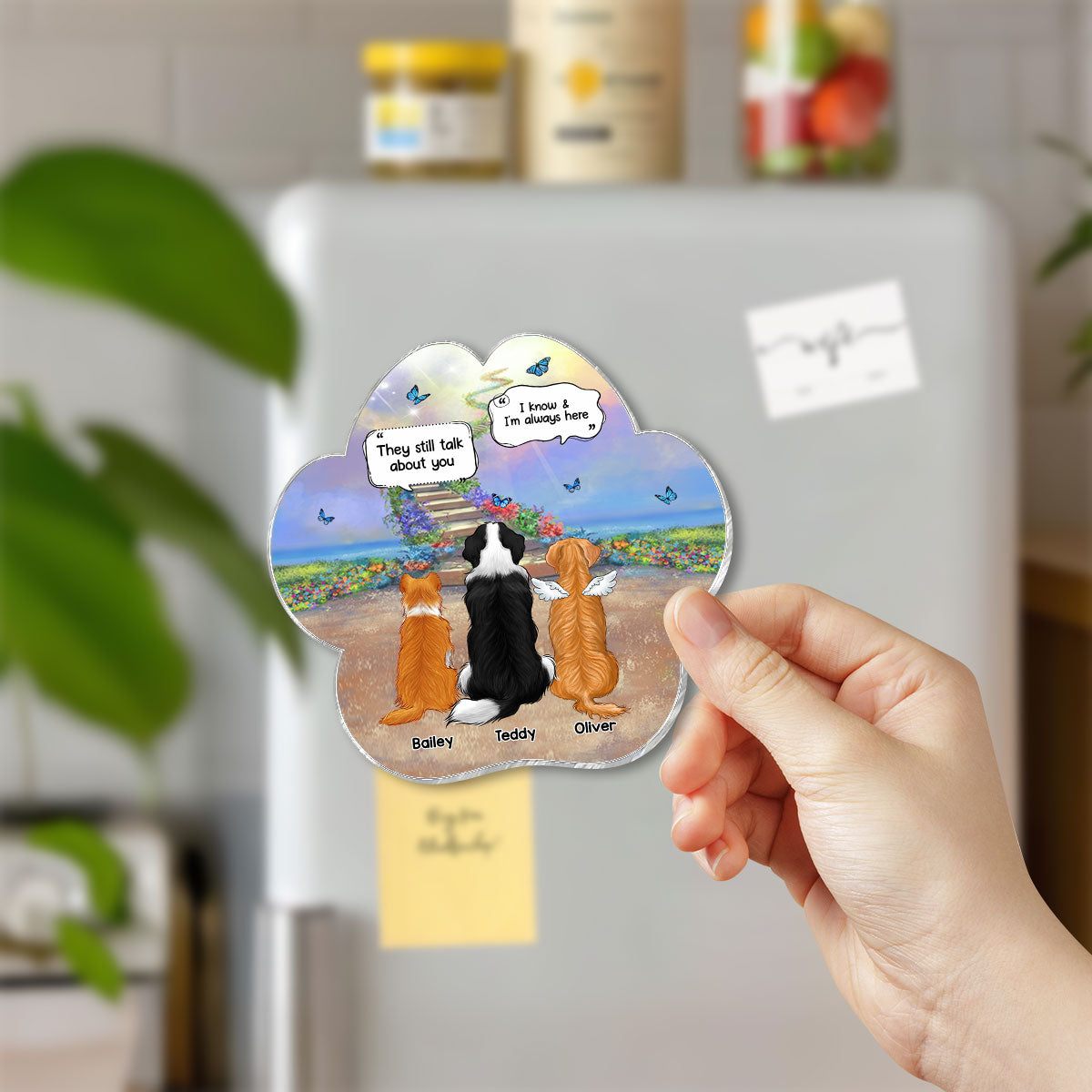 Pet Memorial I Miss You Back View Personalized Acrylic Fridge Magnet, Memorial Gift, Remembrance Gift For Dog Lover