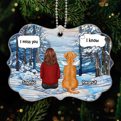 Winter Themed Stained Glass Pet Memorial Keepsake Personalized Acrylic Ornament