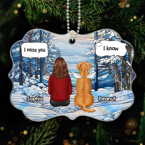 Winter Themed Stained Glass Pet Memorial Keepsake Personalized Acrylic Ornament