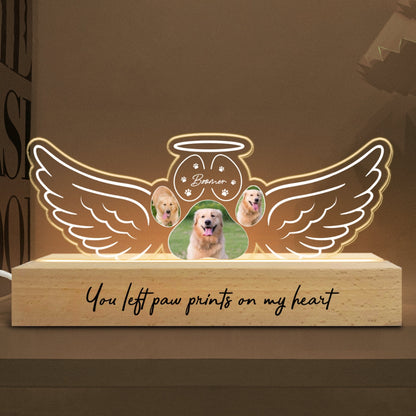 Angel Wings Pet Memorial Personalized LED Night Light, Sympathy Gift For Dog Cat Lovers