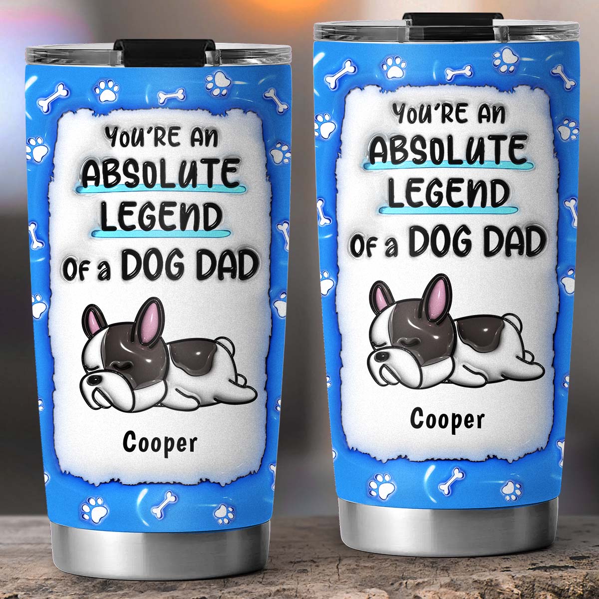 Legend Of A Dog Dad Mom - Personalized Custom 3D Inflated Effect Tumbler