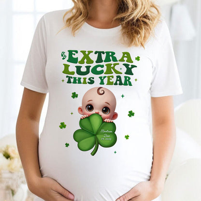 Extra Lucky This Year, St Patrick's Day Pregnancy Reveal Personalized Shirt, Pregnancy Announcement, Mom To Be