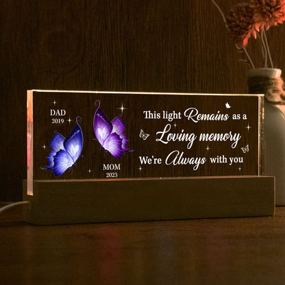 This Light Remains As A Loving Memory We're Always With You Memorial Personalized Acrylic Block LED Night Light, Christmas Sympathy Gift for Loved Ones
