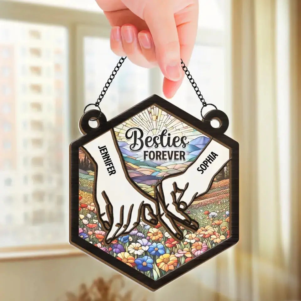 A Best Friend Is A Second Self - Bestie Personalized Window Hanging Suncatcher - Gift For Best Friends, BFF, Sisters Hanging Suncatcher Ornament The Next Custom Gift