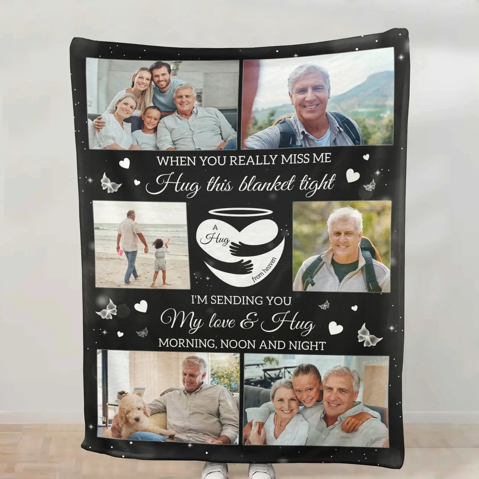 A Hug From Heaven Memorial Gift - Personalized Photo Blanket Blanket The Next Custom Gift