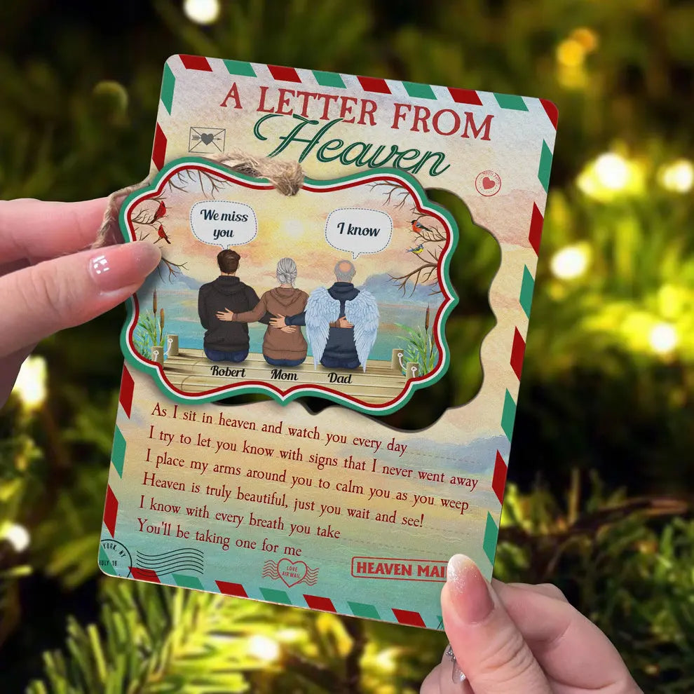 A Letter From Heaven To You - Personalized Wooden Card With Pop Out Ornament Ornament The Next Custom Gift