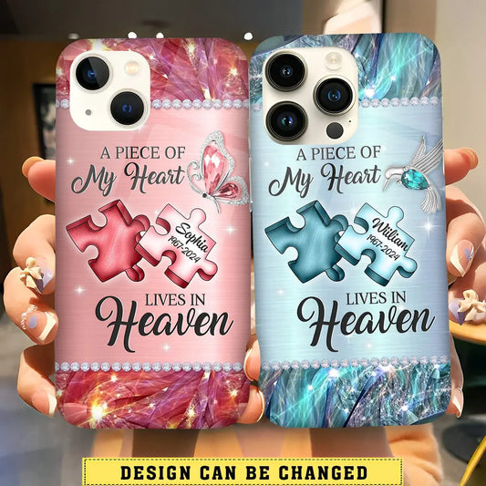 A Piece Of My Heart Lives In Heaven - Memorial Personalized Custom Clear Phone Case Phone Case The Next Custom Gift