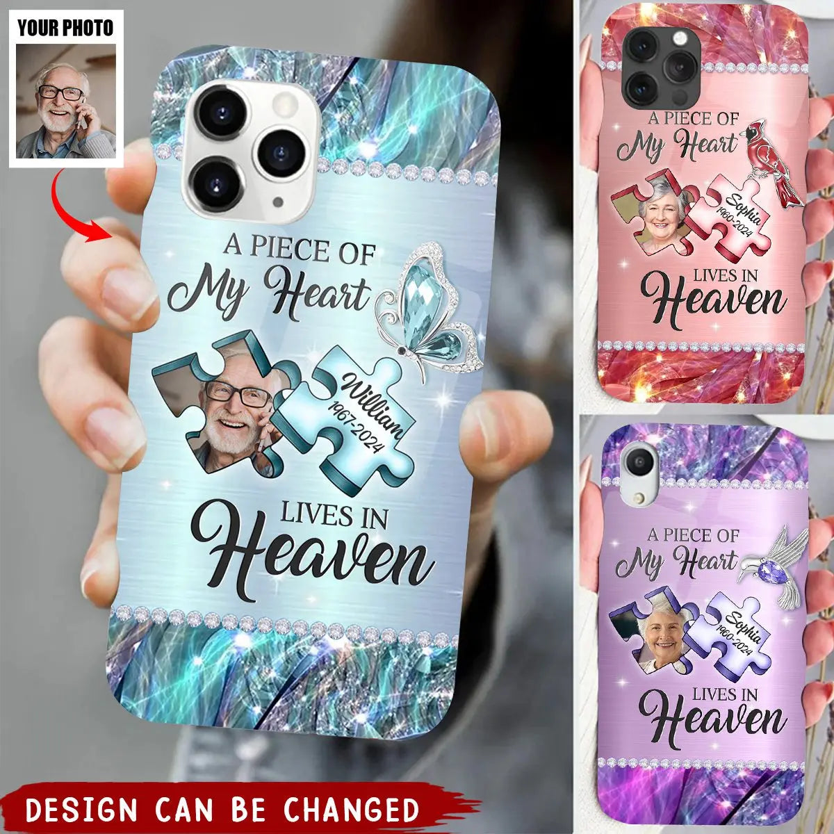 A Piece Of My Heart Lives In Heaven - Memorial Personalized Custom Clear Phone Case Phone Case The Next Custom Gift