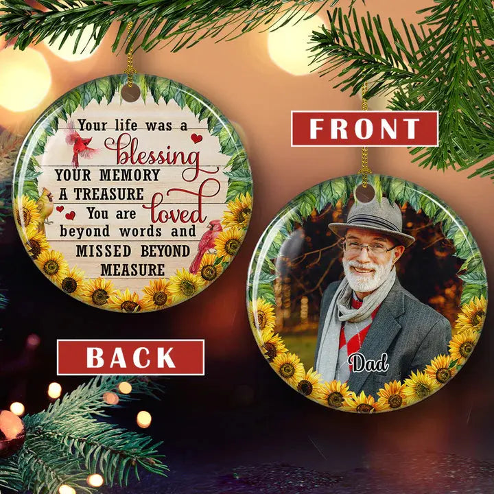 A Treasure Memory - Personalized Circle Ceramic Ornament ornament The Next Custom Gift