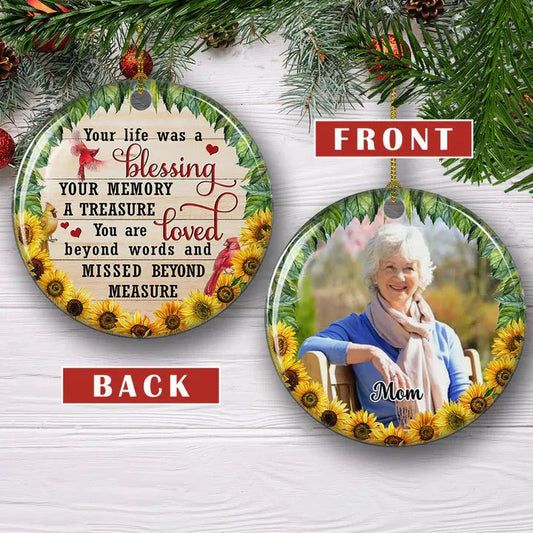 A Treasure Memory - Personalized Circle Ceramic Ornament ornament The Next Custom Gift