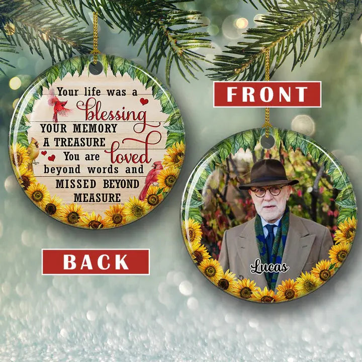 A Treasure Memory - Personalized Circle Ceramic Ornament ornament The Next Custom Gift