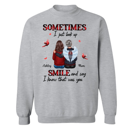 Sometimes I Just Look Up Family Sitting Memorial Cardinal Personalized Shirt