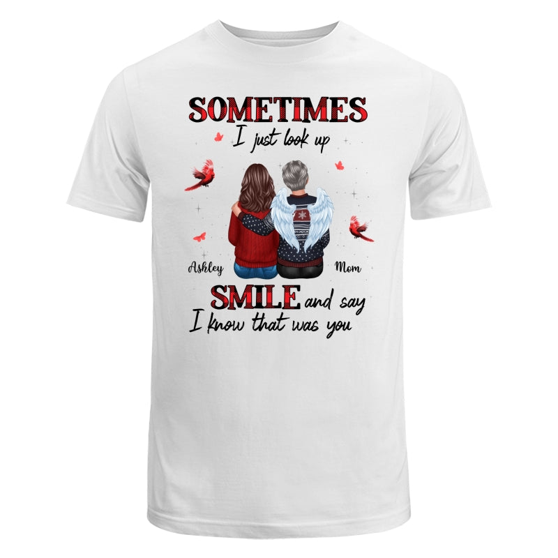 Sometimes I Just Look Up Family Sitting Memorial Cardinal Personalized Shirt