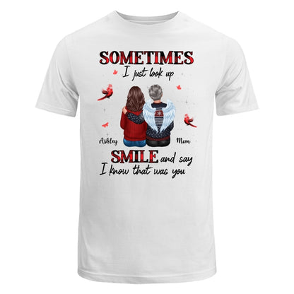 Sometimes I Just Look Up Family Sitting Memorial Cardinal Personalized Shirt