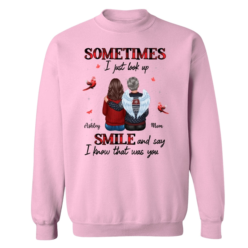 Sometimes I Just Look Up Family Sitting Memorial Cardinal Personalized Shirt