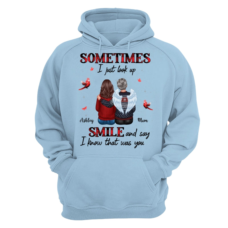 Sometimes I Just Look Up Family Sitting Memorial Cardinal Personalized Shirt
