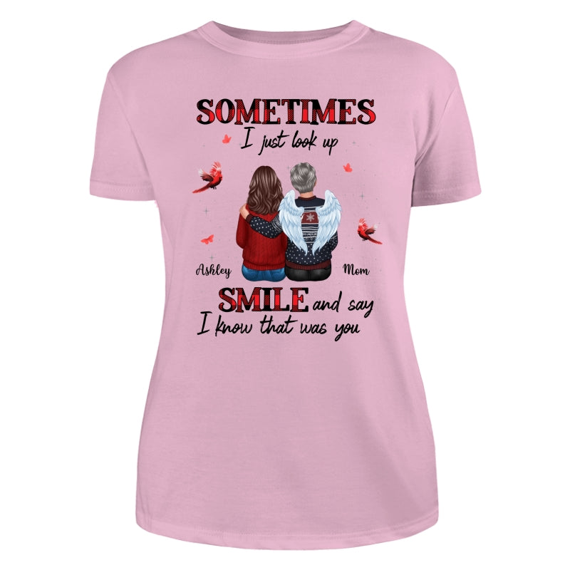 Sometimes I Just Look Up Family Sitting Memorial Cardinal Personalized Shirt