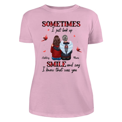 Sometimes I Just Look Up Family Sitting Memorial Cardinal Personalized Shirt