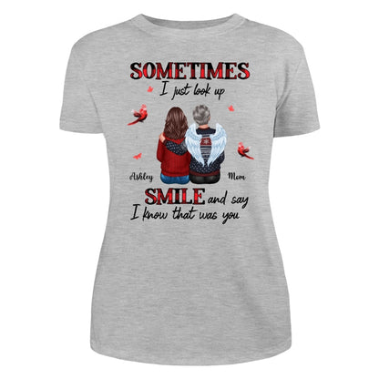 Sometimes I Just Look Up Family Sitting Memorial Cardinal Personalized Shirt
