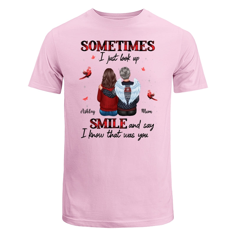 Sometimes I Just Look Up Family Sitting Memorial Cardinal Personalized Shirt