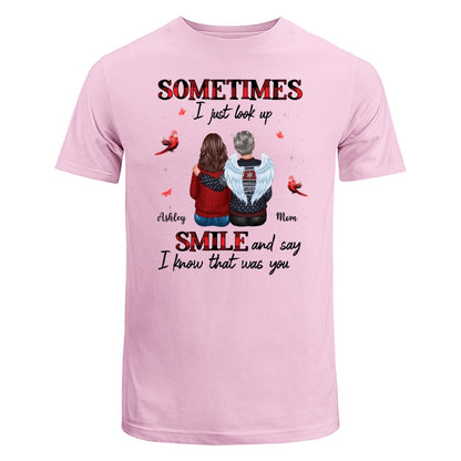 Sometimes I Just Look Up Family Sitting Memorial Cardinal Personalized Shirt