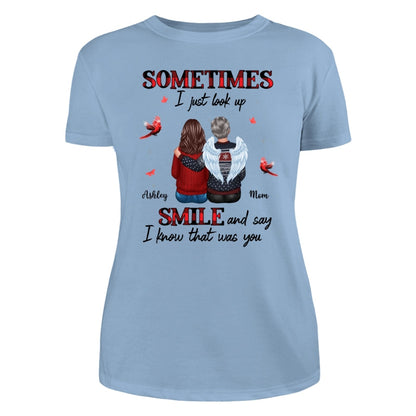 Sometimes I Just Look Up Family Sitting Memorial Cardinal Personalized Shirt