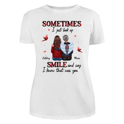 Sometimes I Just Look Up Family Sitting Memorial Cardinal Personalized Shirt