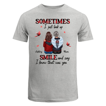 Sometimes I Just Look Up Family Sitting Memorial Cardinal Personalized Shirt