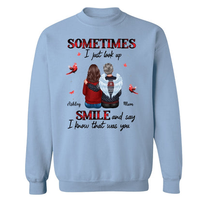Sometimes I Just Look Up Family Sitting Memorial Cardinal Personalized Shirt