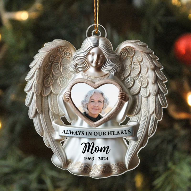 Angel Among Us Upload Photo Memorial Acrylic Ornament, 2024 Personalized 3D Effect Memorial Ornament, Heartfelt Memorial Keepsake For Your Loved One