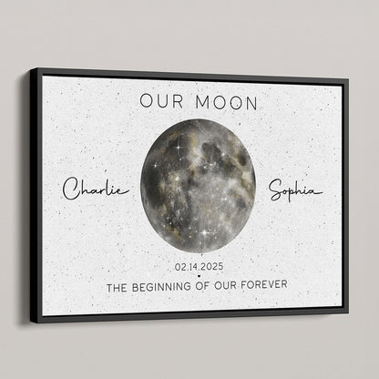 Our Moon Golden Dust Moon Phase Art Anniversary For Wife, Gift for Husband Couple Wedding Anniversary Gift Personalized Poster