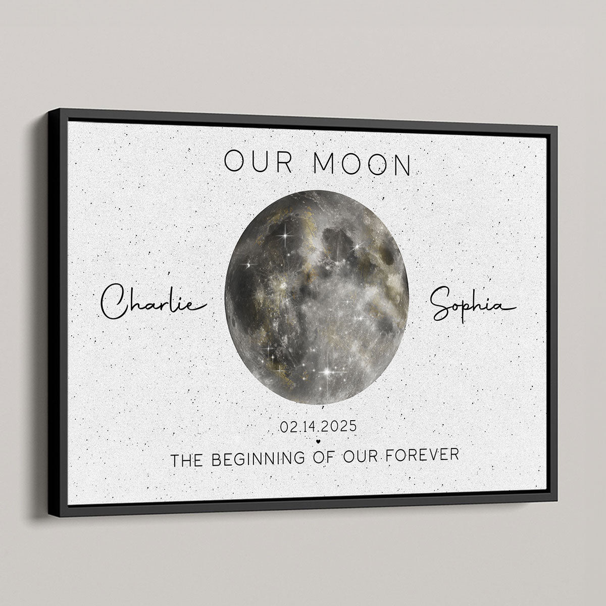Our Moon Golden Dust Moon Phase Art Anniversary For Wife, Gift for Husband Couple Wedding Anniversary Gift Personalized Poster